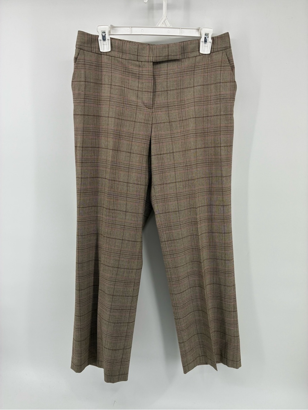 Talbots Wool Blend Women’s Plaid Dress Pants in Brown - Classic Tailored Fit